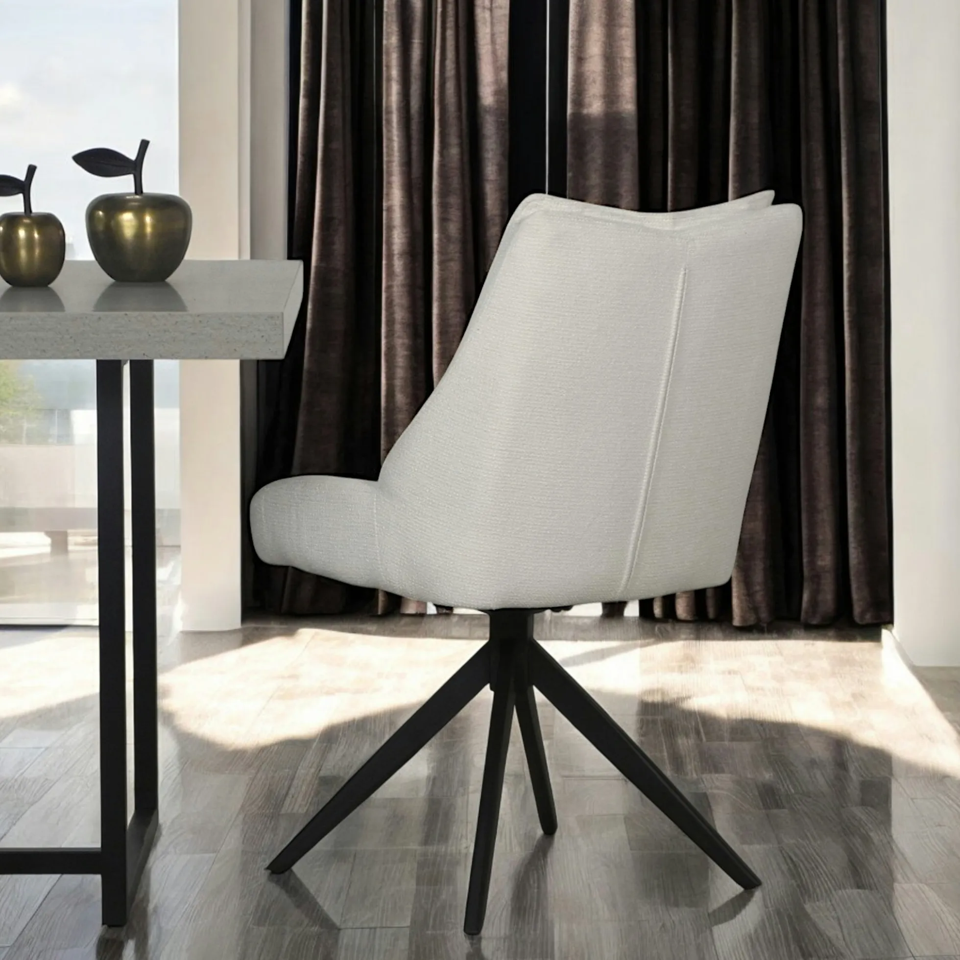 Chaise blanche pivotante en velours texturé (lot de 2) IENA