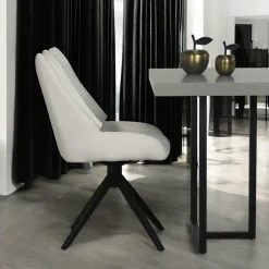 Chaise blanche pivotante en velours texturé (lot de 2) IENA