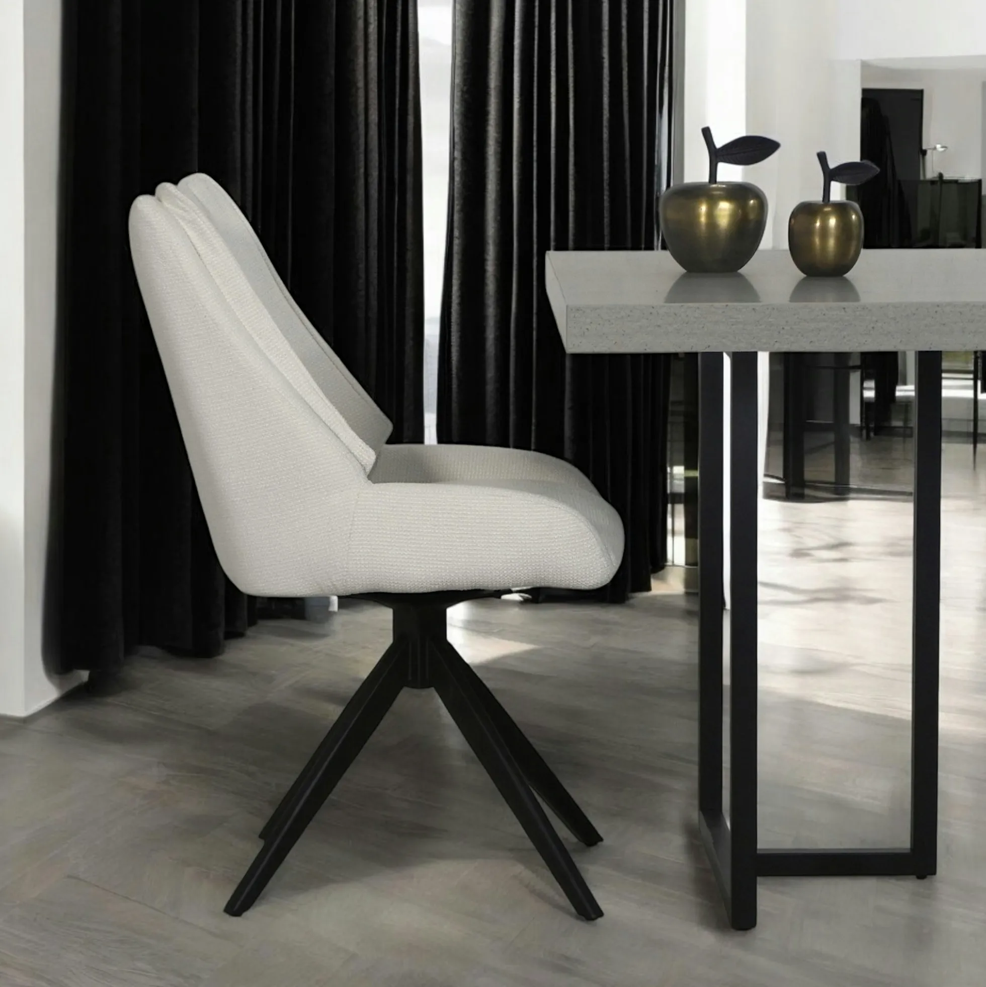 Chaise blanche pivotante en velours texturé (lot de 2) IENA