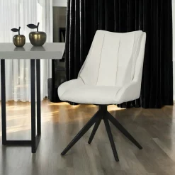 Chaise blanche pivotante en velours texturé (lot de 2) IENA