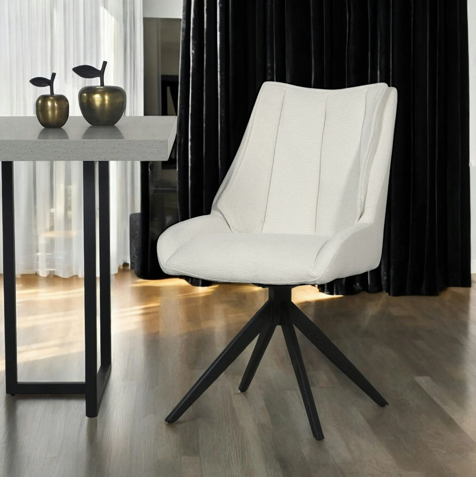 Chaise blanche pivotante en velours texturé (lot de 2) IENA