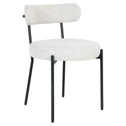 Chaise blanche ronde en tissu bouclette (lot de 2) SAVONE