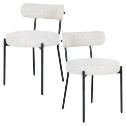 Chaise blanche ronde en tissu bouclette (lot de 2) SAVONE
