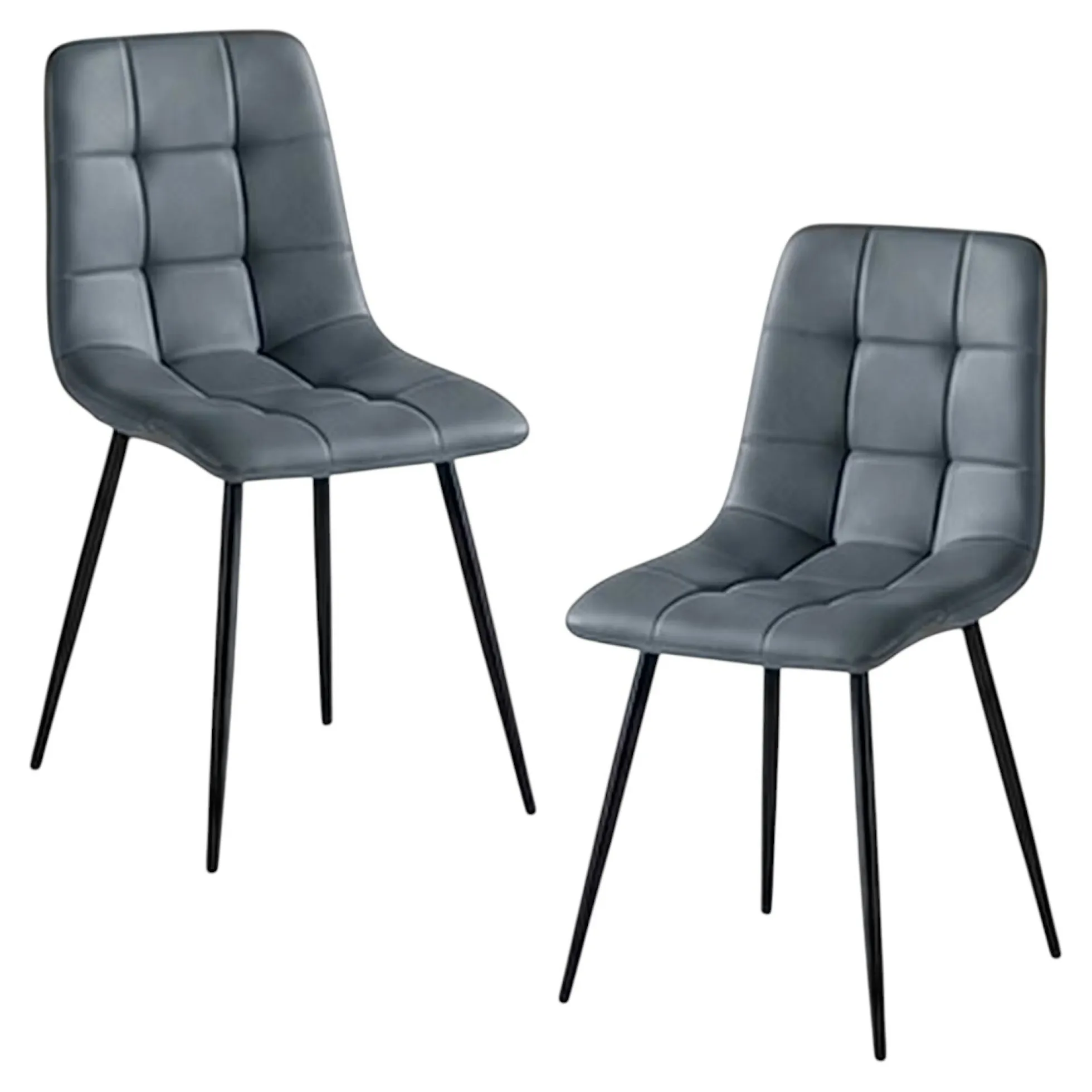 Chaise bleu arctique motif damier (lot de 2) LORA