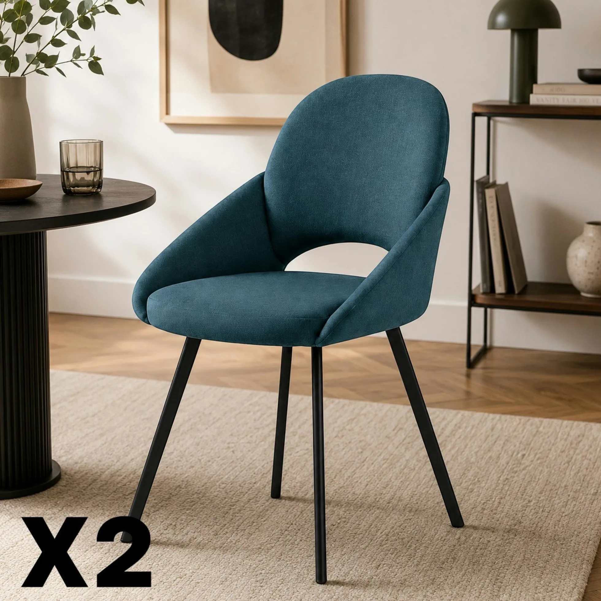 Chaise bleue à accoudoirs intégrés (x2) AUREN