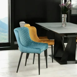 Chaise bleue en velours (lot de 2) ARLINGTON