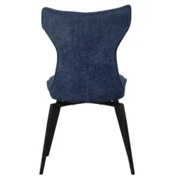 Chaise bleue pivotante en velours avec passepoil (lot de 2) LOMBARDIE