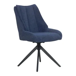 Chaise bleu nuit pivotante en velours texturé (lot de 2) IENA