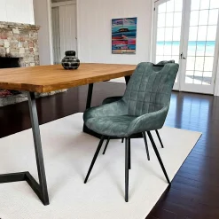Chaise bleu pétrole avec poignée (lot de 2) MALMOE