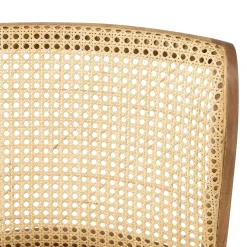 Chaise bois et cannage assise cuir havane (lot de 2) TIM
