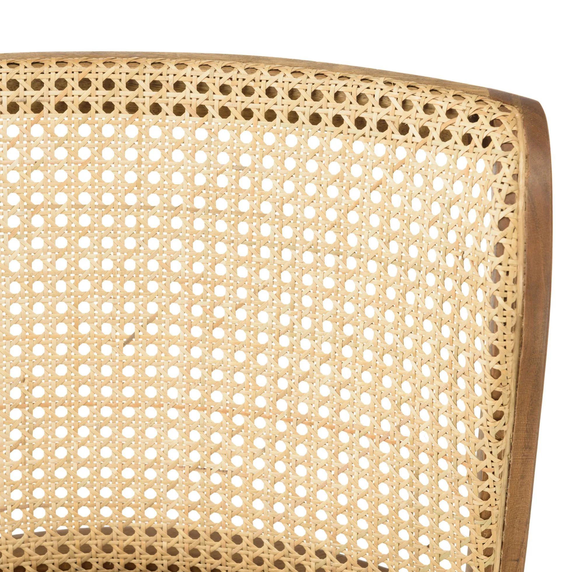Chaise bois et cannage assise cuir havane (lot de 2) TIM
