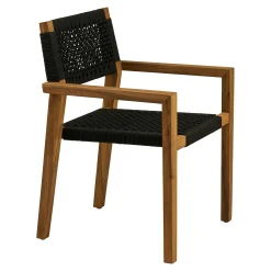 Chaise bois et cordage noir intérieur / extérieur (lot de 2) HOOGE