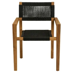 Chaise bois et cordage noir intérieur / extérieur (lot de 2) HOOGE