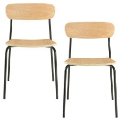 Chaise bois et métal noir style écolier (lot de 2) TIM