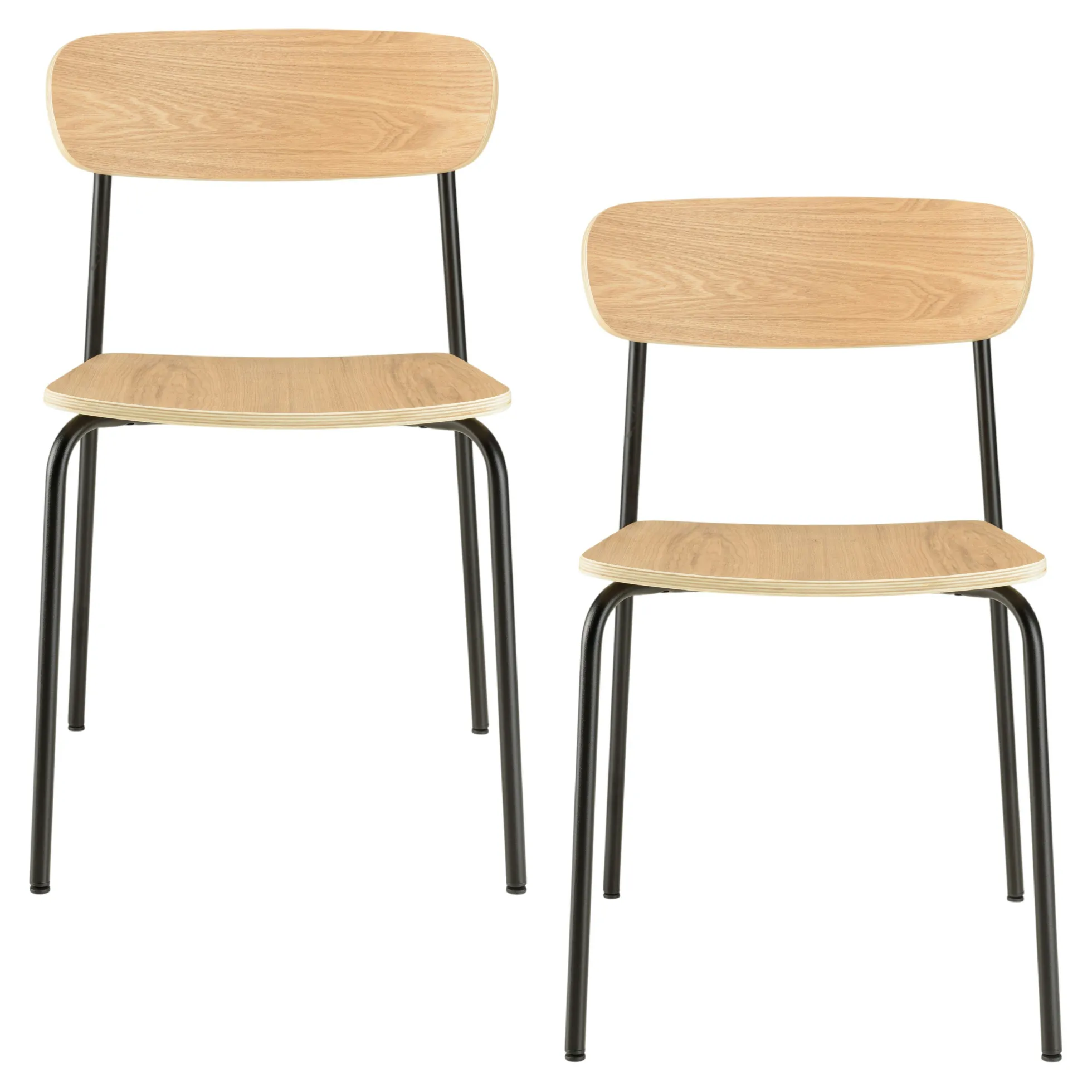 Chaise bois et métal noir style écolier (lot de 2) TIM