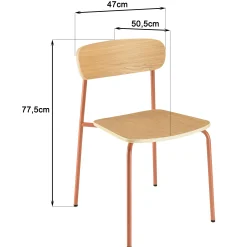 Chaise bois et métal terracota style écolier (lot de 2) TIM