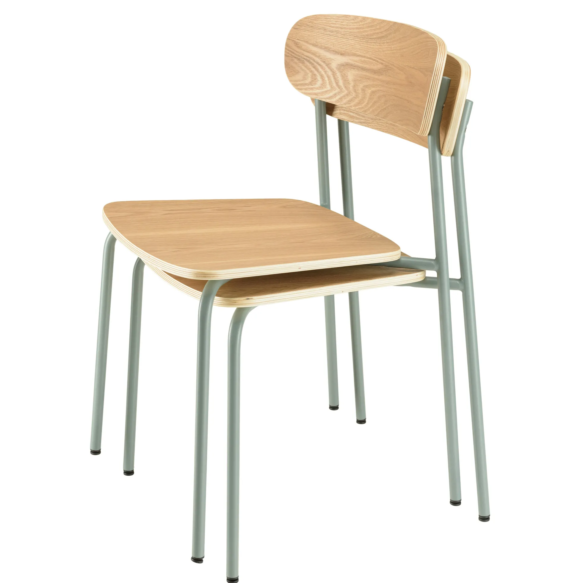 Chaise bois et métal vert pale style écolier (lot de 2) TIM