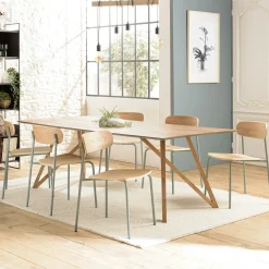 Chaise bois et métal vert pale style écolier (lot de 2) TIM