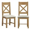 Chaise bois et tissu dossier en croix (lot de 2) VALMONT
