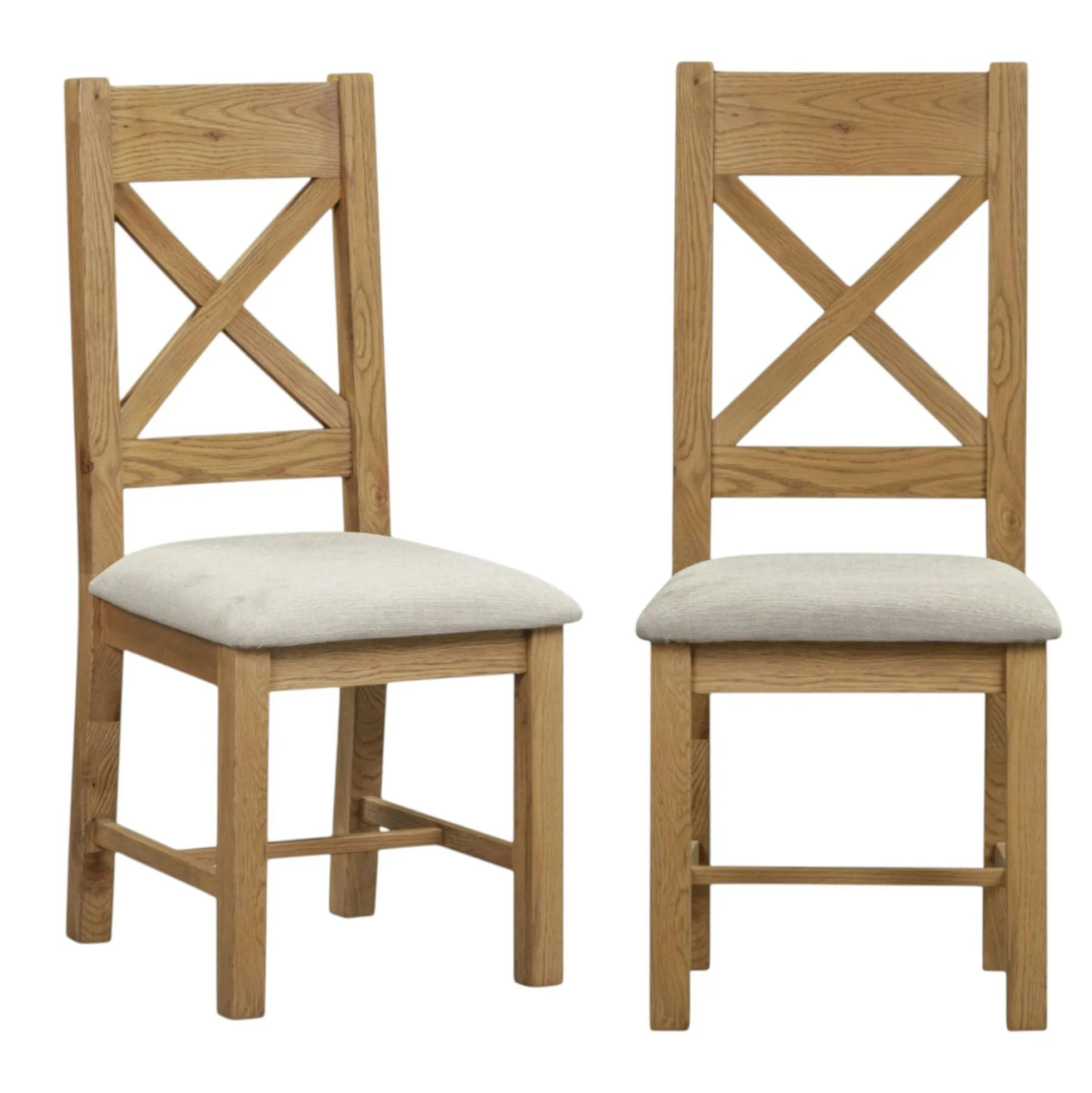 Chaise bois et tissu dossier en croix (lot de 2) VALMONT