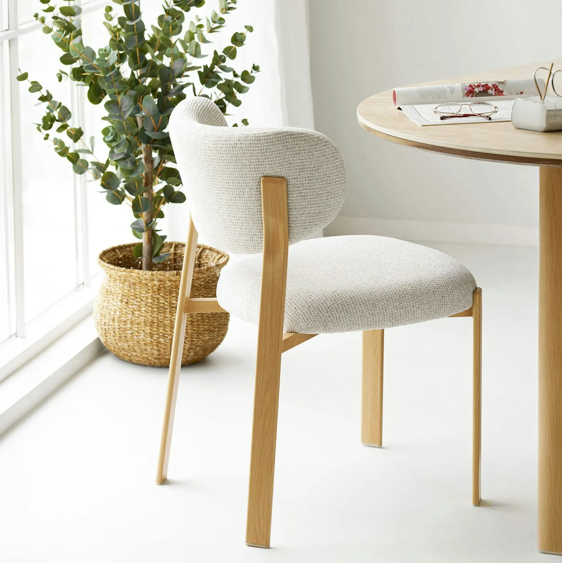 Chaise bois et tissu sable (lot de 2) AMSTERDAM