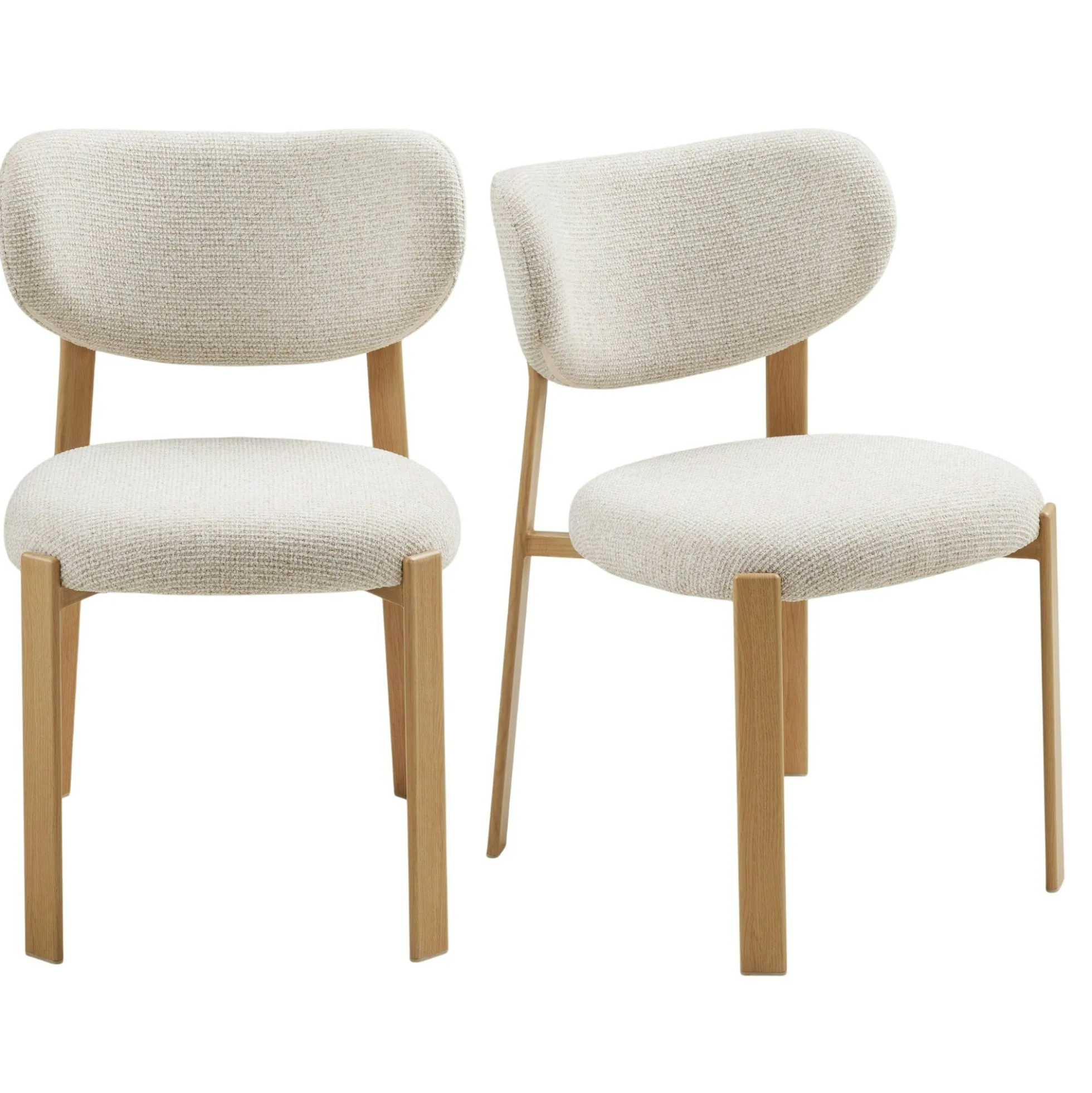 Chaise bois et tissu sable (lot de 2) AMSTERDAM