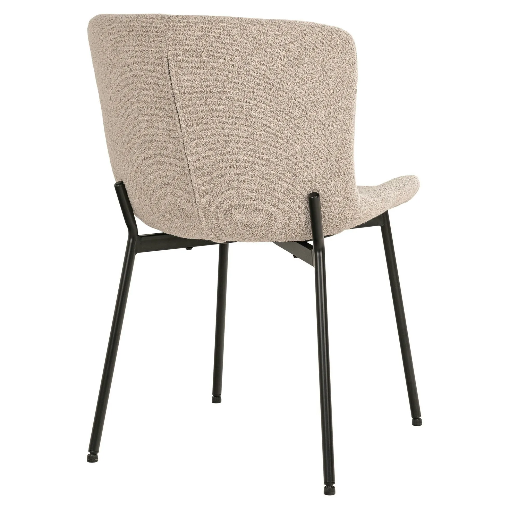 Chaise bouclette beige pieds noirs montants (lot de 2) SAVONE