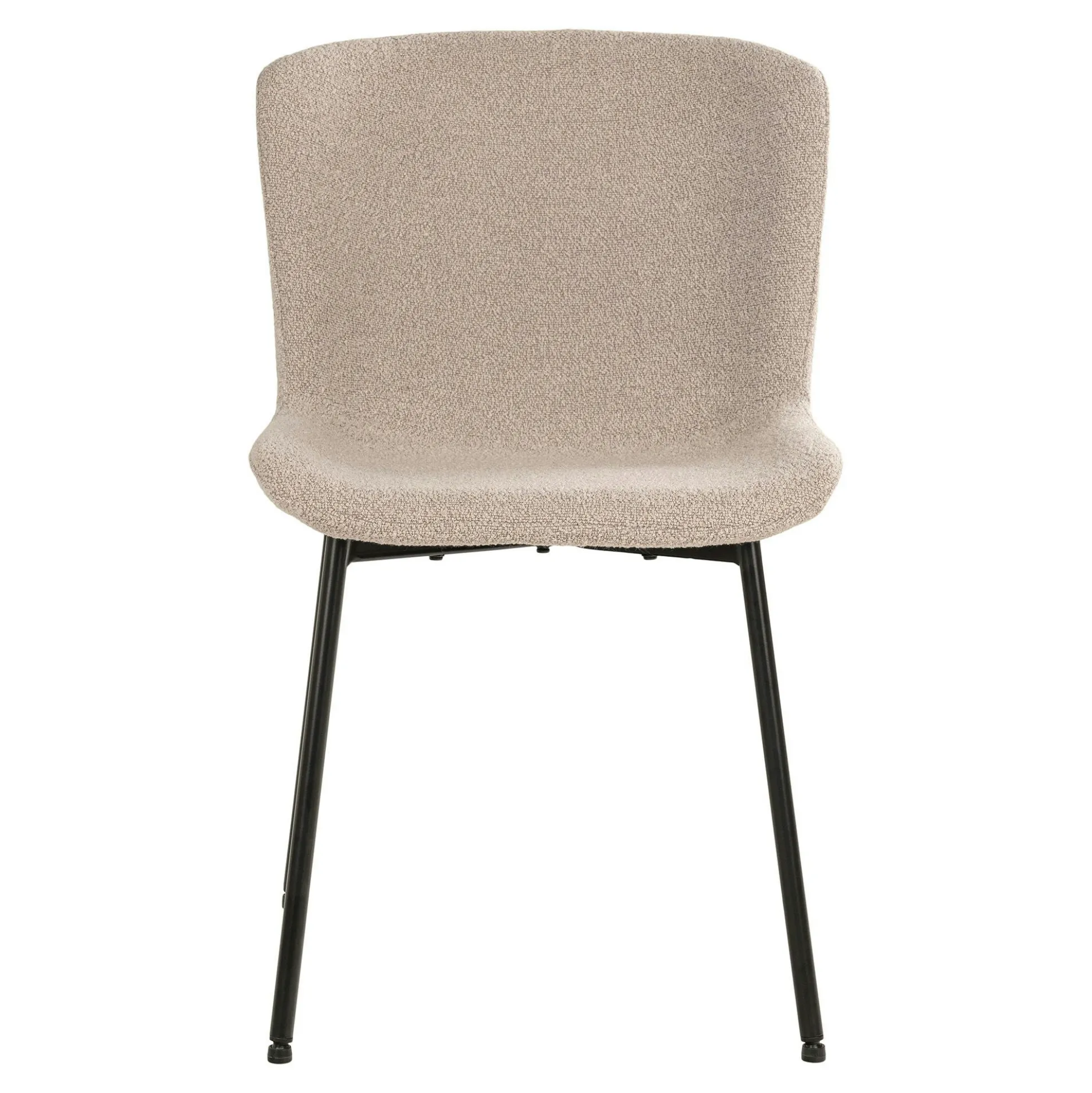 Chaise bouclette beige pieds noirs montants (lot de 2) SAVONE