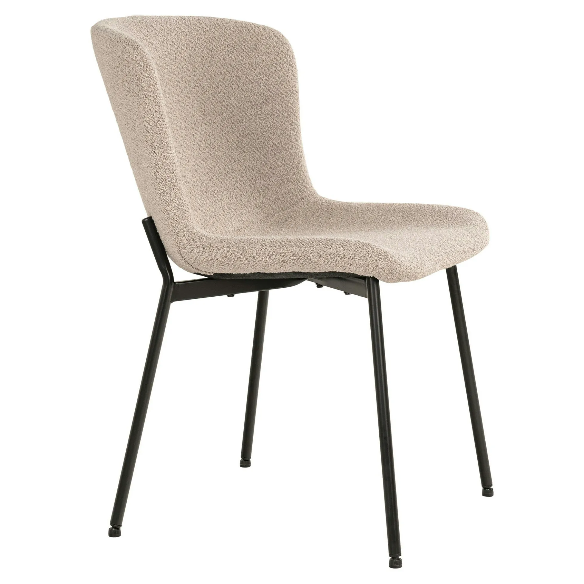 Chaise bouclette beige pieds noirs montants (lot de 2) SAVONE