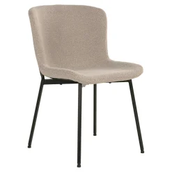 Chaise bouclette beige pieds noirs montants (lot de 2) SAVONE