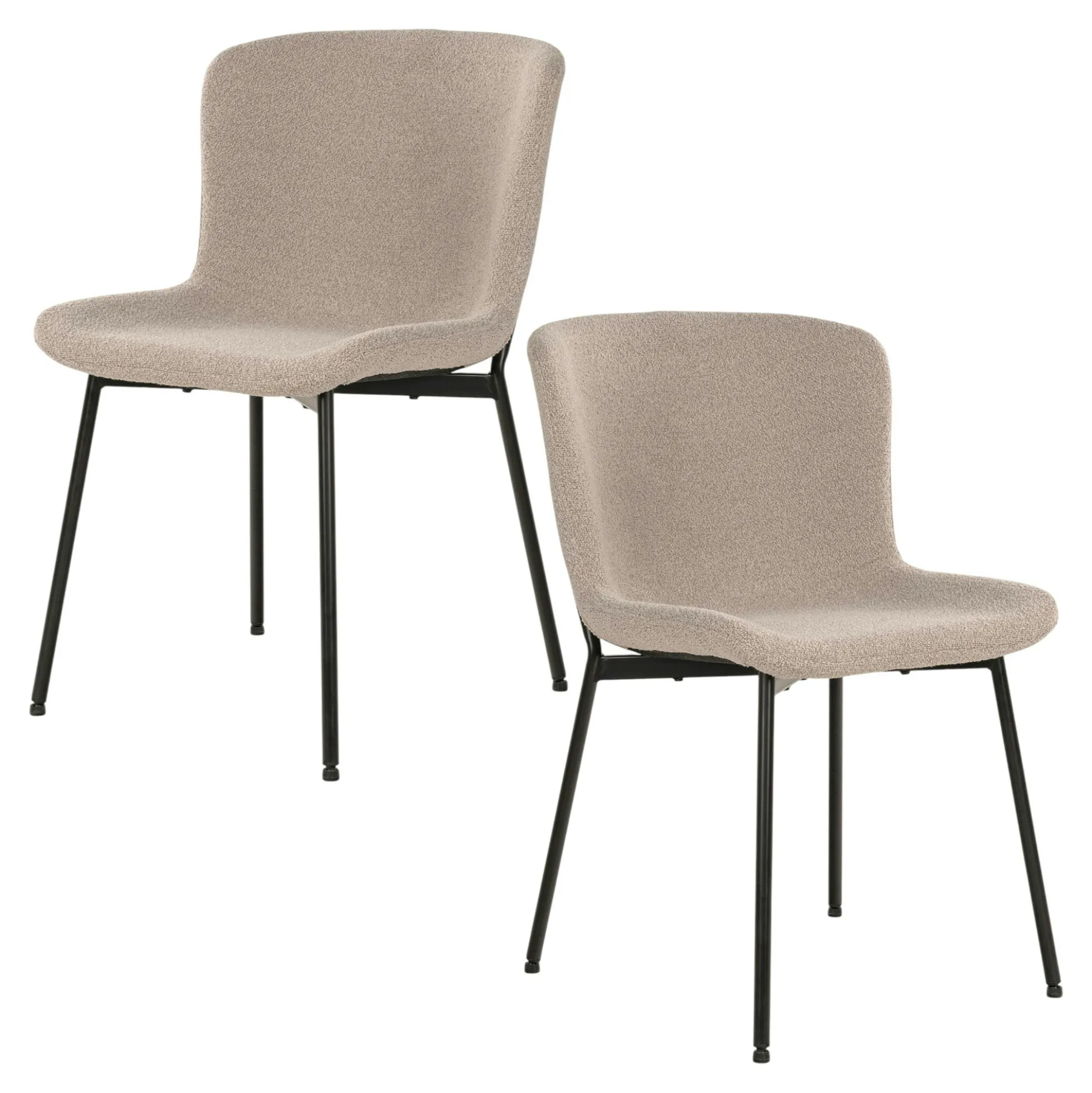 Chaise bouclette beige pieds noirs montants (lot de 2) SAVONE