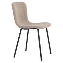 Chaise bouclette beige pieds métal noir (lot de 2) LOTA
