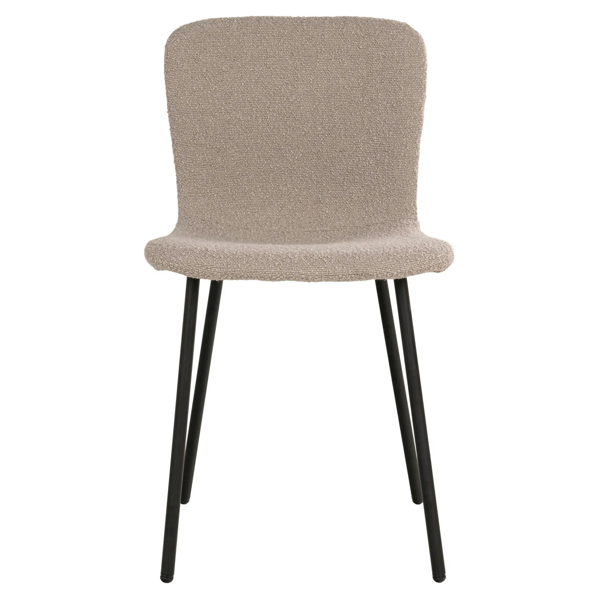 Chaise bouclette beige pieds métal noir (lot de 2) LOTA