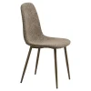 Chaise bouclette taupe avec pieds métal (lot de 2) BERLIN