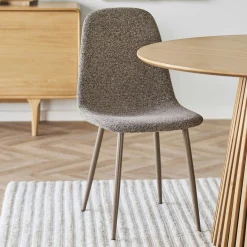 Chaise bouclette taupe avec pieds métal (lot de 2) BERLIN