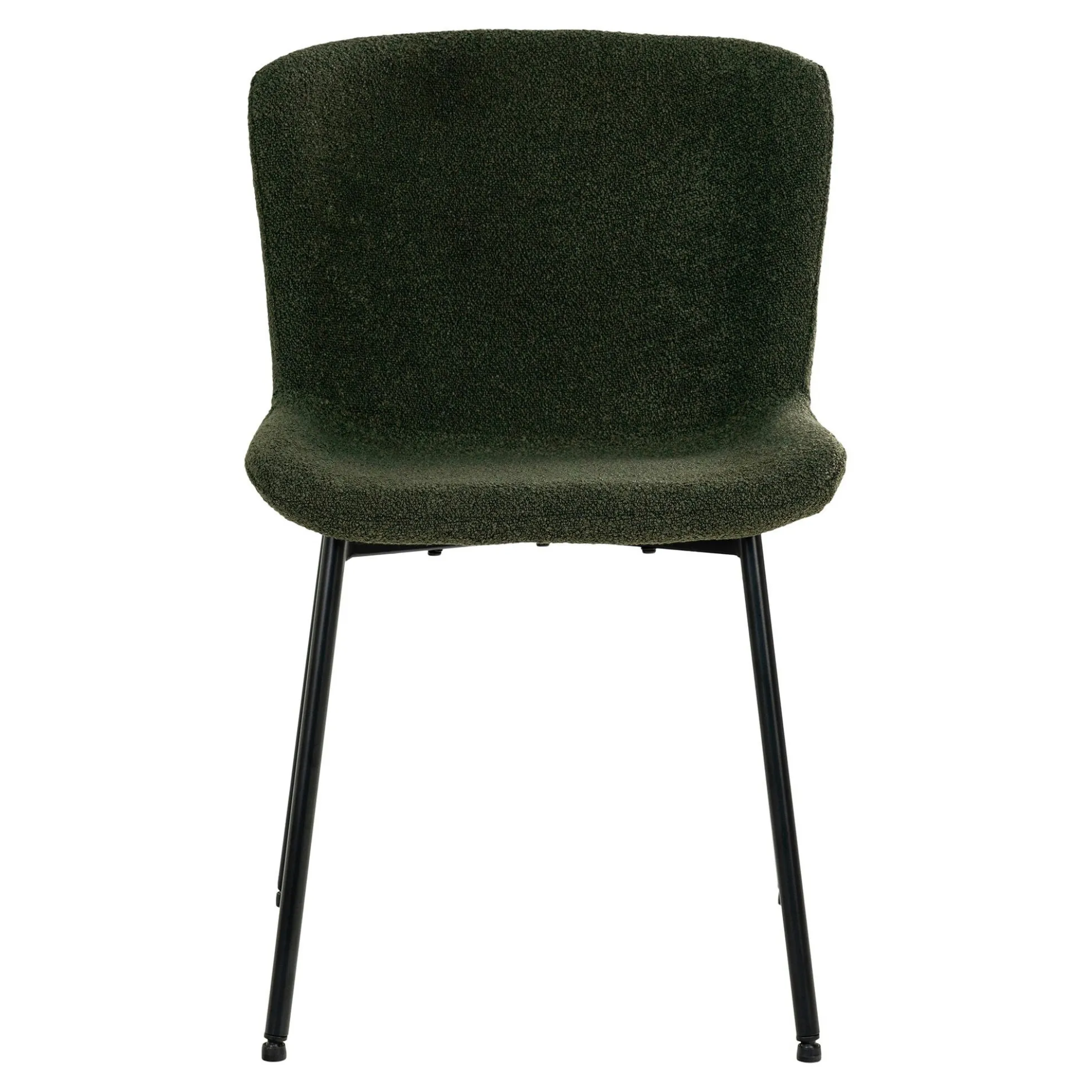 Chaise bouclette verte pieds noirs montants (lot de 2) SAVONE