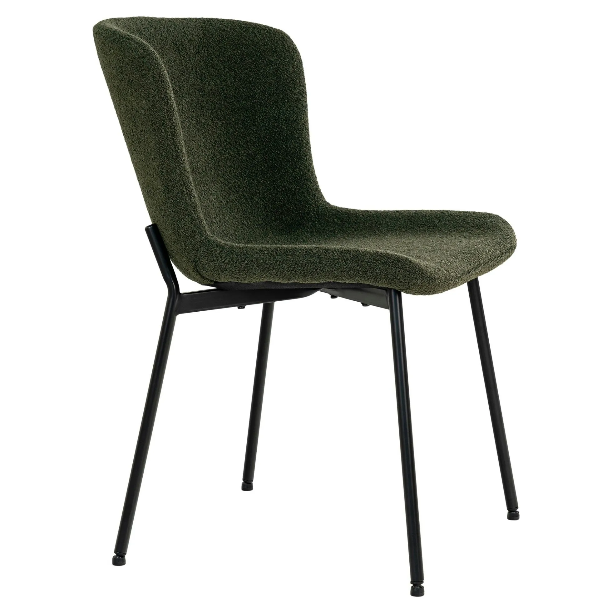 Chaise bouclette verte pieds noirs montants (lot de 2) SAVONE