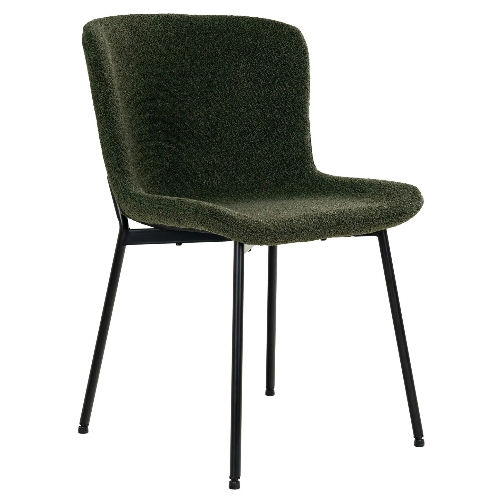 Chaise bouclette verte pieds noirs montants (lot de 2) SAVONE
