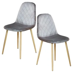 Chaise capitonnée velours gris taupe HAWAI (lot de 2)