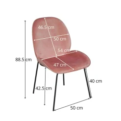 Chaise contemporaine en velours rose pâle FLORENCE (lot 2)
