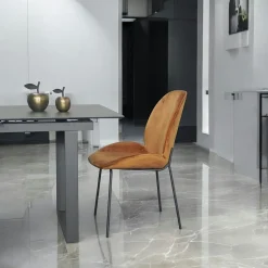 Chaise contemporaine en velours doré FLORENCE (lot 2)
