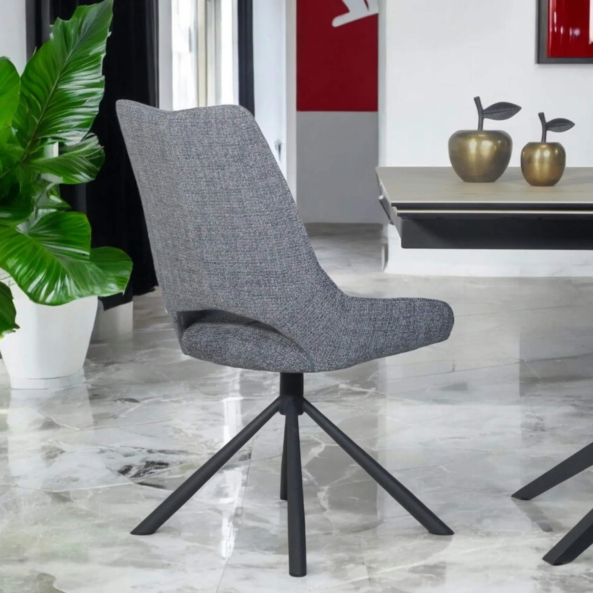 Chaise contemporaine pivotante anthracite (lot de 2) LIGURIE