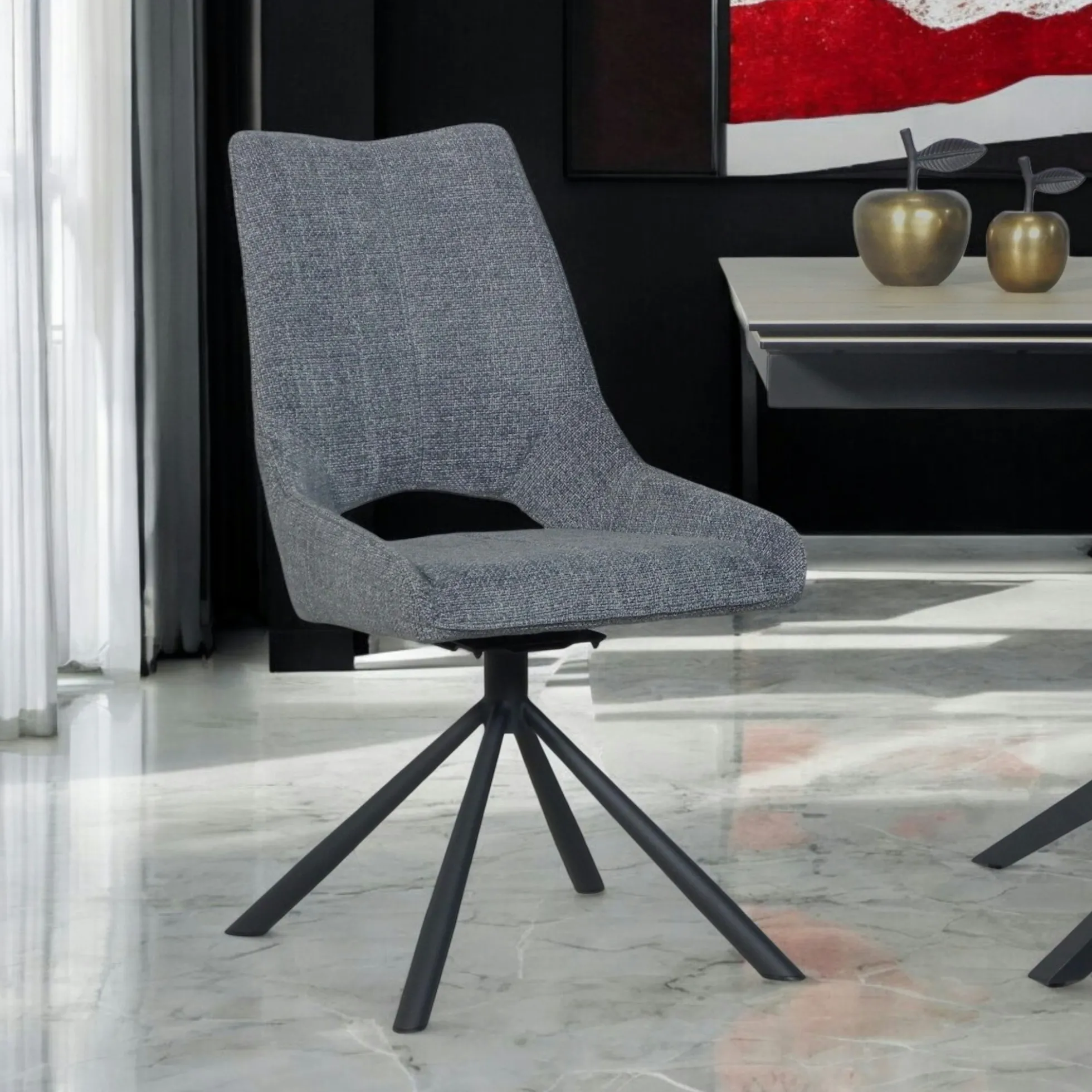 Chaise contemporaine pivotante anthracite (lot de 2) LIGURIE