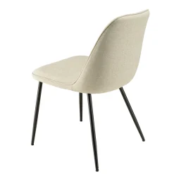Chaise contemporaine tissu écru dossier droit (lot de 2) TIM