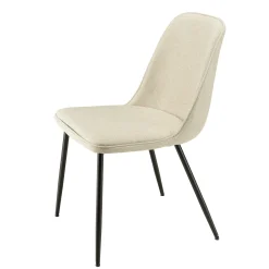 Chaise contemporaine tissu écru dossier droit (lot de 2) TIM