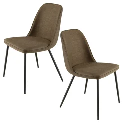 Chaise contemporaine tissu marron dossier droit (lot de 2) TIM
