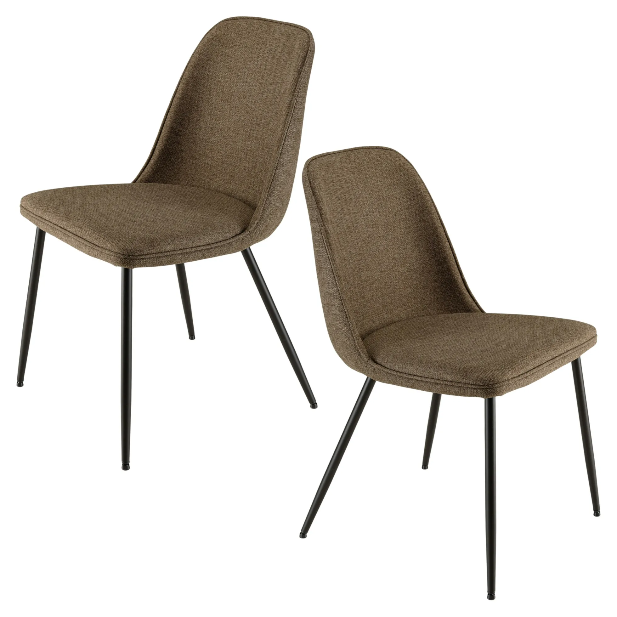 Chaise contemporaine tissu marron dossier droit (lot de 2) TIM