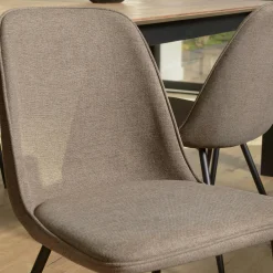 Chaise contemporaine tissu marron dossier droit (lot de 2) TIM