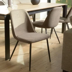 Chaise contemporaine tissu marron dossier droit (lot de 2) TIM