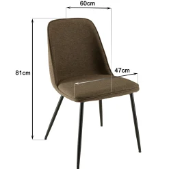 Chaise contemporaine tissu marron dossier droit (lot de 2) TIM